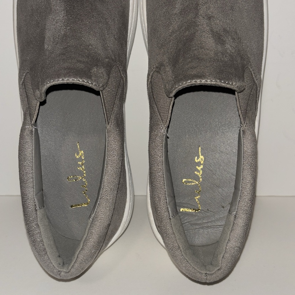Lulus Dylann Grey Suede Slip-on Flatform Sneakers Women’s Size 11 - Picture 6 of 8